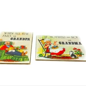 Vintage Russ Berrie Co 1976 Living Quotes Ask Grandma Ask Grandpa Wall Signs USA
